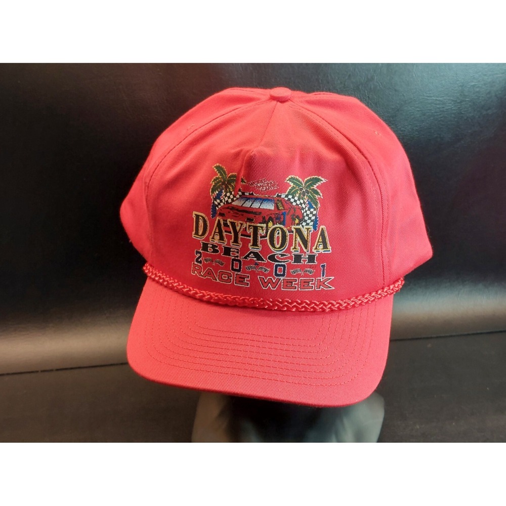 Vintage Daytona Beach Race Week 2001 Cord Snapback Baseball Trucker Cap Hat